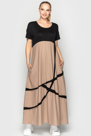 Летнее платье с длинной юбкой мокко цвета 712|интернет-магазин vvlen.com