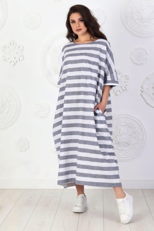 Летнее платье оверсайз серого с белым цвета 714|интернет-магазин vvlen.com