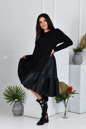 Платье трапеция черного цвета 764 |интернет-магазин vvlen.com