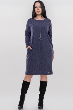 Повседневное платье  мешок синего цвета 2854.107|интернет-магазин vvlen.com