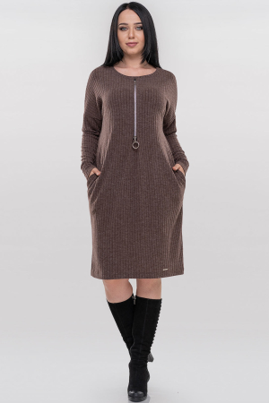 Повседневное платье  мешок коричневого цвета 2854.107|интернет-магазин vvlen.com