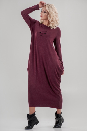 Повседневное платье  мешок бордового цвета 2642.17|интернет-магазин vvlen.com
