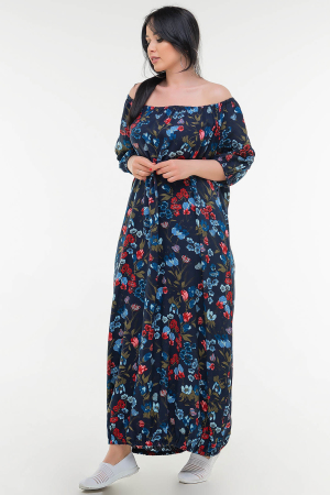 Летнее платье  мешок синего цветочного принта цвета 107 it|интернет-магазин vvlen.com