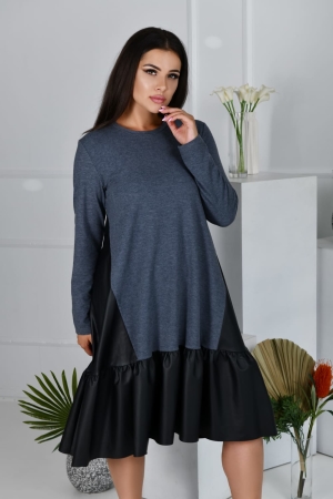 Платье трапеция серого цвета 764 |интернет-магазин vvlen.com
