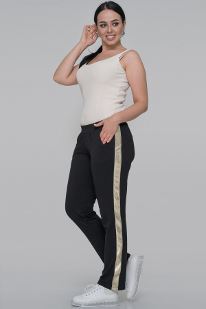 Спортивные брюки черного с золотистым цвета 165|интернет-магазин vvlen.com