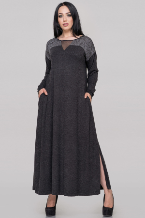 Платье оверсайз темно-серого цвета 2900-1.17|интернет-магазин vvlen.com