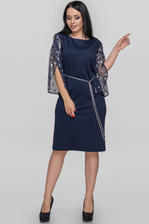 Платье футляр синего цвета 2855.47 |интернет-магазин vvlen.com