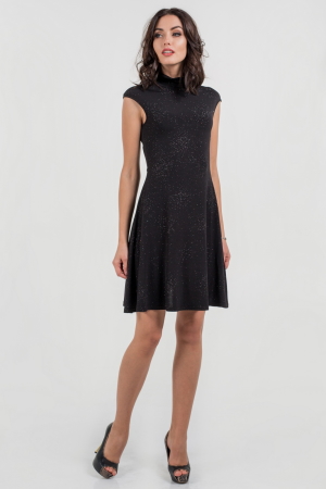 Коктейльное платье с расклешённой юбкой черного цвета 429.6|интернет-магазин vvlen.com