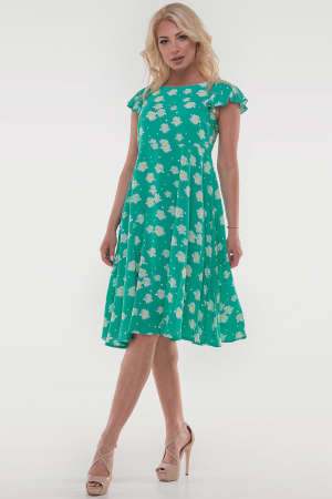 Летнее платье с расклешённой юбкой зеленого цвета 2560.84|интернет-магазин vvlen.com