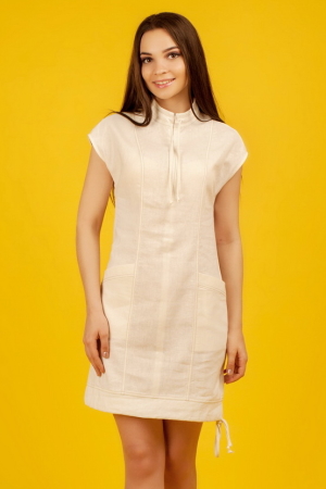 Повседневное платье футляр молочного цвета 2331.81|интернет-магазин vvlen.com