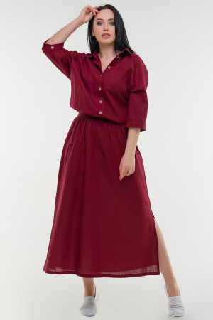 Летнее платье с длинной юбкой бордового цвета it 5050|интернет-магазин vvlen.com
