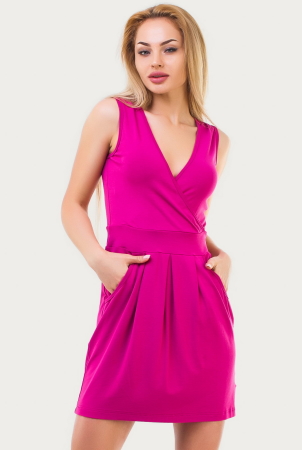 Летнее платье с юбкой тюльпан малинового цвета 1506.17|интернет-магазин vvlen.com