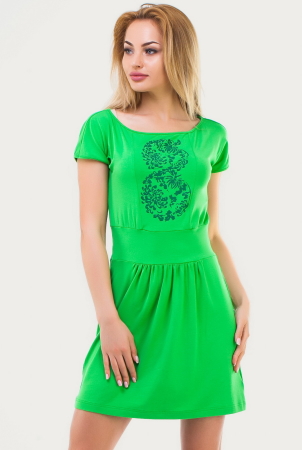 Летнее платье с пышной юбкой зеленого цвета 1519.17|интернет-магазин vvlen.com