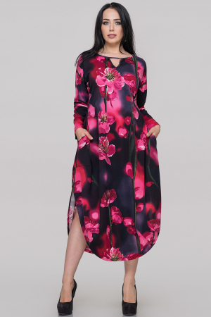 Платье оверсайз малинового принта цвета 2424-2.41|интернет-магазин vvlen.com