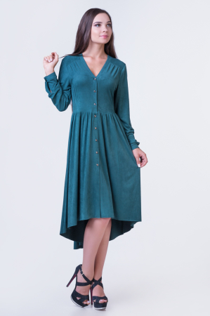 Коктейльное платье с расклешённой юбкой зеленого цвета 2380-1.86|интернет-магазин vvlen.com
