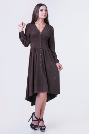 Коктейльное платье с расклешённой юбкой коричневого цвета 2380-1.86|интернет-магазин vvlen.com
