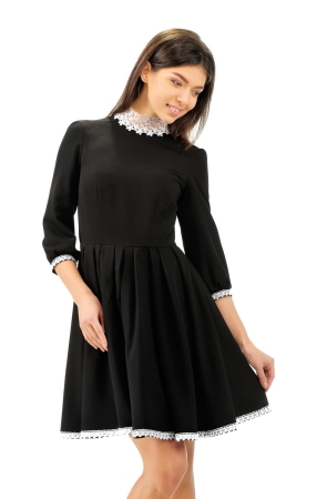 Офисное платье с расклешённой юбкой черного цвета 2280.23|интернет-магазин vvlen.com