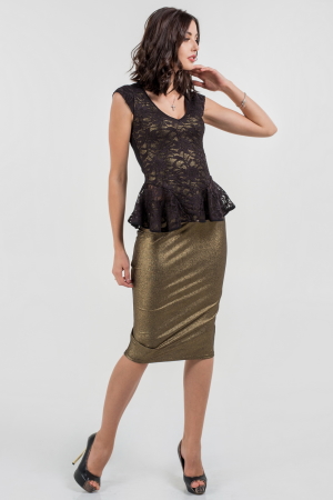 Блуза черного с золотистым цвета 810.12|интернет-магазин vvlen.com