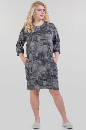Платье  мешок серого цвета 1-1311 |интернет-магазин vvlen.com