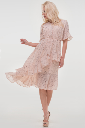 Летнее платье с длинной юбкой пудры цвета 114vl1|интернет-магазин vvlen.com