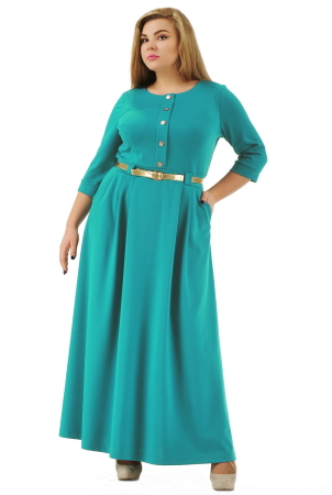 Платье с расклешённой юбкой бирюзового цвета 2299.41 |интернет-магазин vvlen.com