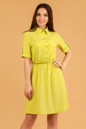 Офисное платье с расклешённой юбкой зеленого цвета 2320.83|интернет-магазин vvlen.com