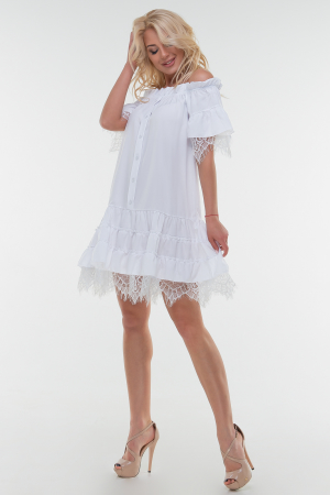 Летнее платье с длинной юбкой белого цвета 16124vl1|интернет-магазин vvlen.com