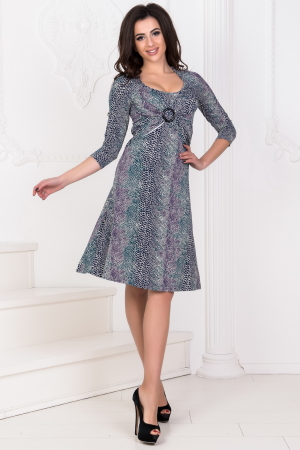 Повседневное платье с расклешённой юбкой серо-фиолетового цвета 1020.17|интернет-магазин vvlen.com