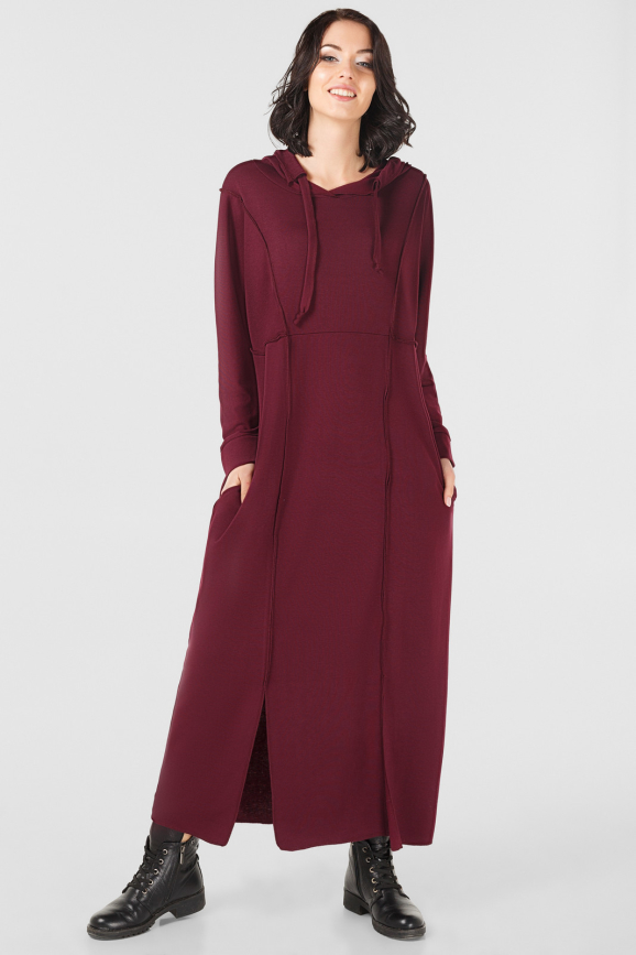 Платье оверсайз бордового цвета it 305|интернет-магазин vvlen.com