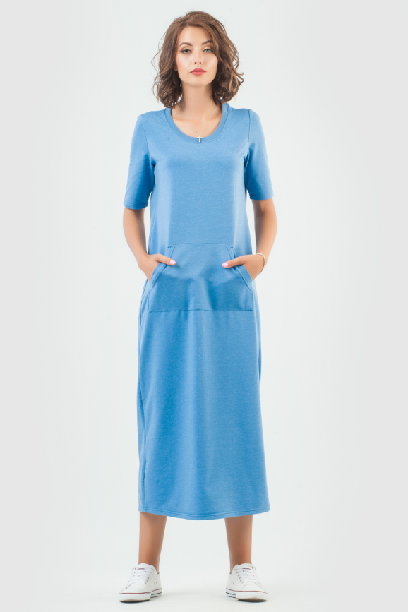 Спортивное платье  голубого цвета 6000-3|интернет-магазин vvlen.com