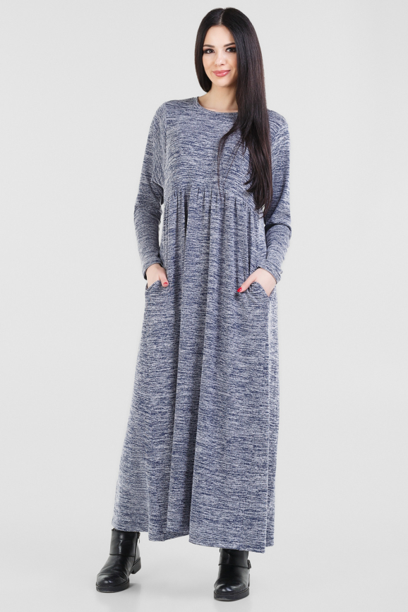 Платье оверсайз серого с синим цвета 2678.17|интернет-магазин vvlen.com