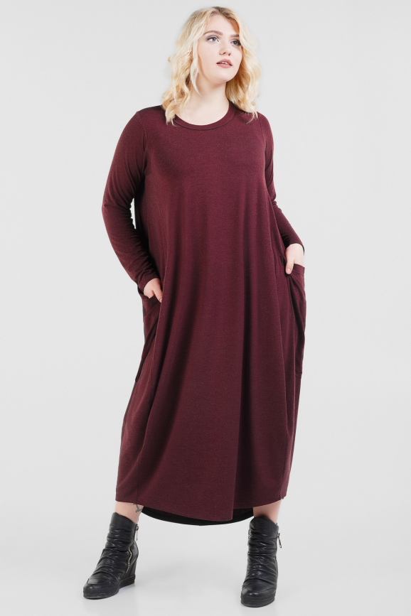 Платье оверсайз бордового цвета 2675.17|интернет-магазин vvlen.com