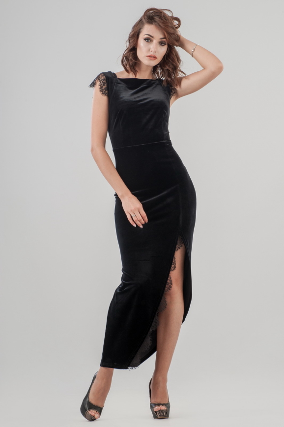 Вечернее платье футляр черного цвета 2635.26|интернет-магазин vvlen.com