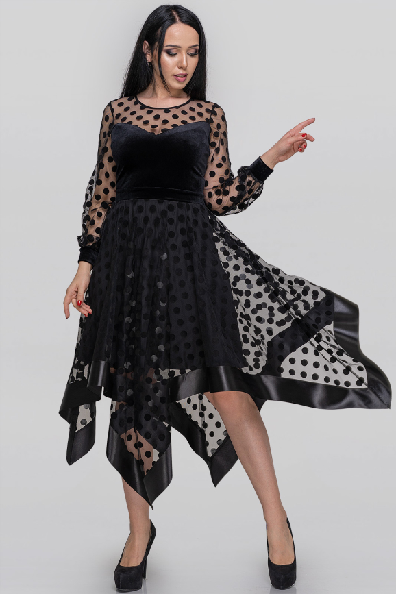 Коктейльное платье с расклешённой юбкой черное 2875.10 V&V | VVLEN