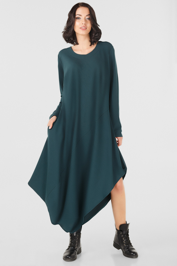 Платье оверсайз темно-зеленого цвета it 304-3|интернет-магазин vvlen.com