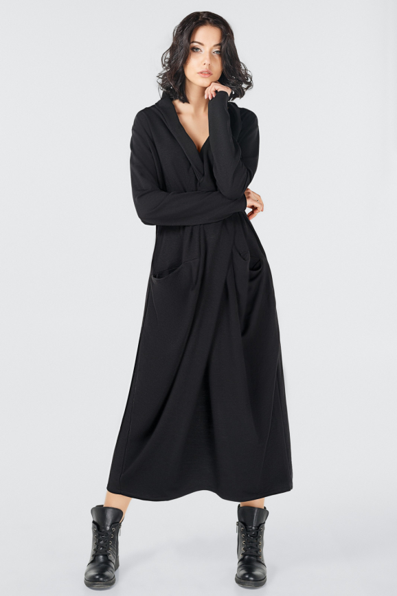 Платье оверсайз черного цвета it 303-2|интернет-магазин vvlen.com