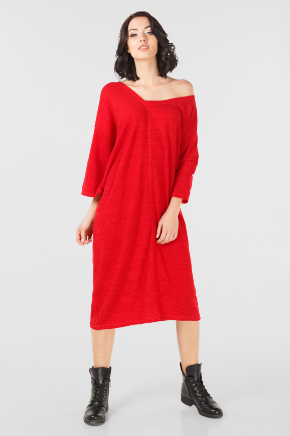 Платье оверсайз красного цвета it 231|интернет-магазин vvlen.com