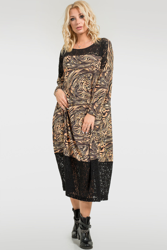 Платье оверсайз коричневого цвета 2715.17|интернет-магазин vvlen.com