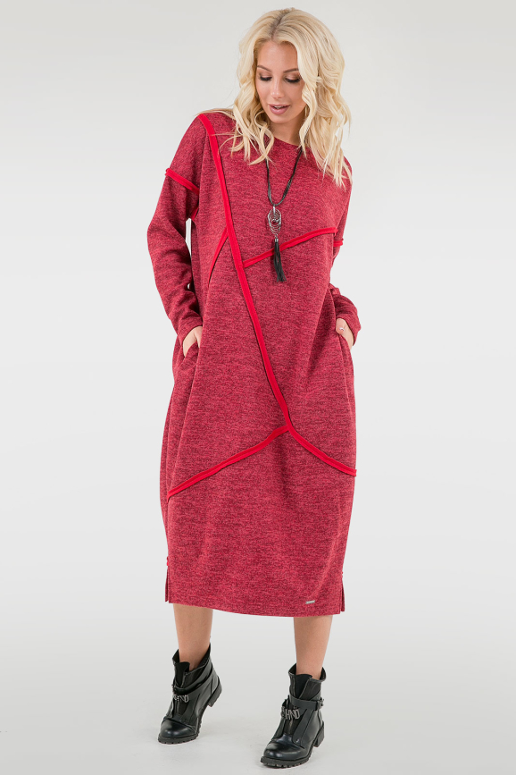 Платье оверсайз красного цвета 2739.106|интернет-магазин vvlen.com