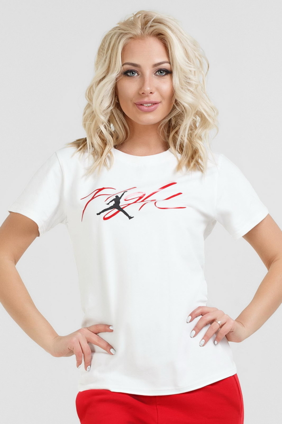 Женская футболка белого цвета 069|интернет-магазин vvlen.com