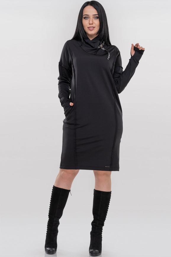 Повседневное платье  мешок черного цвета 2867.74|интернет-магазин vvlen.com