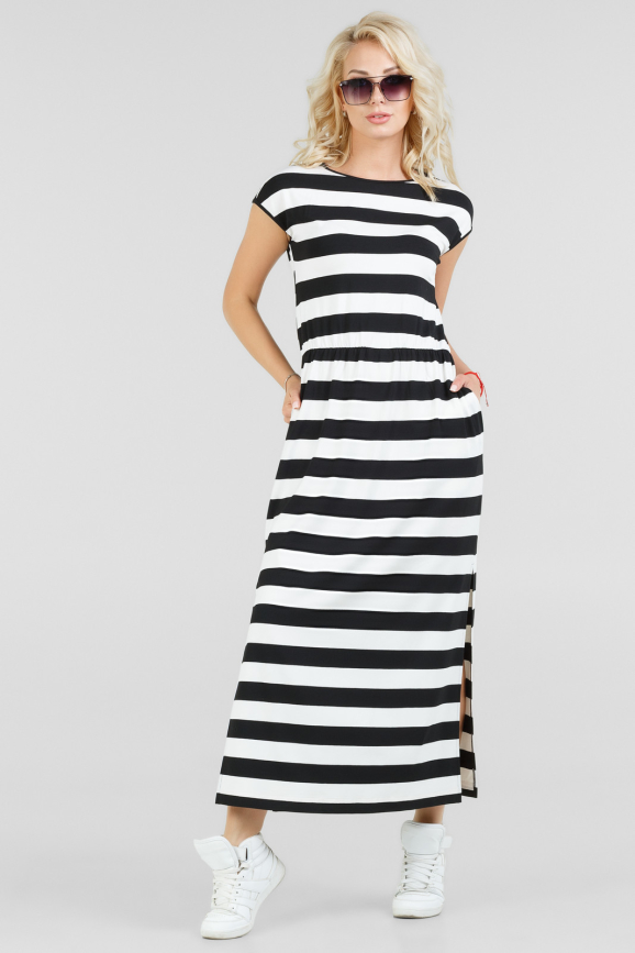 Летнее платье футляр черного с белым цвета 2703.17|интернет-магазин vvlen.com