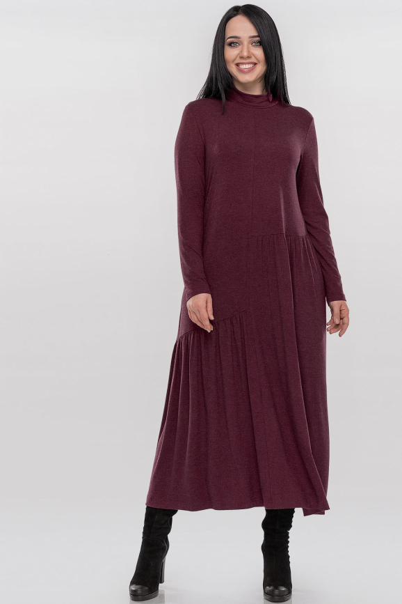 Повседневное платье оверсайз бордового цвета 2877.17|интернет-магазин vvlen.com