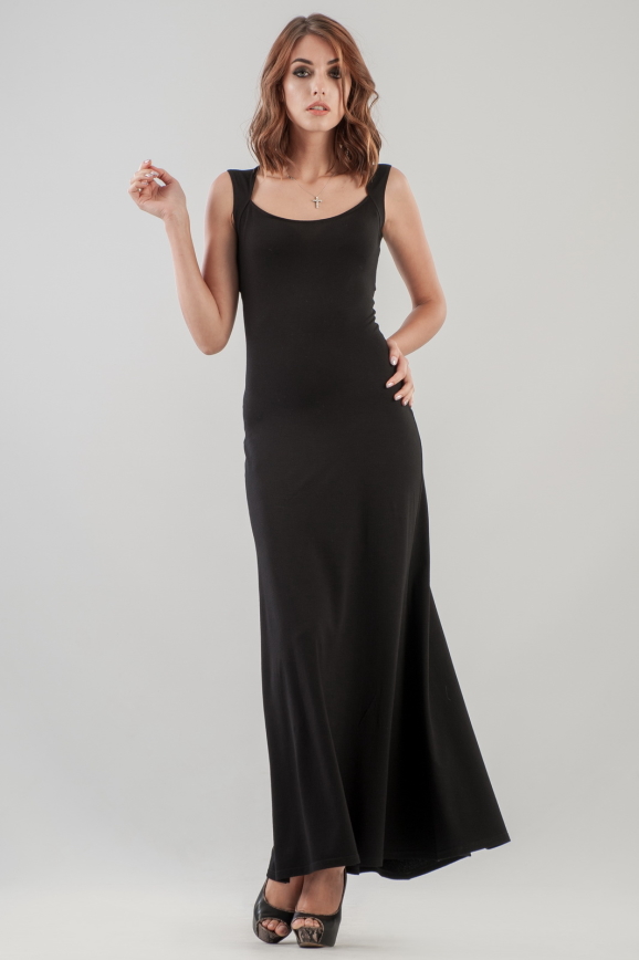 Вечернее платье с расклешённой юбкой черного цвета 788|интернет-магазин vvlen.com