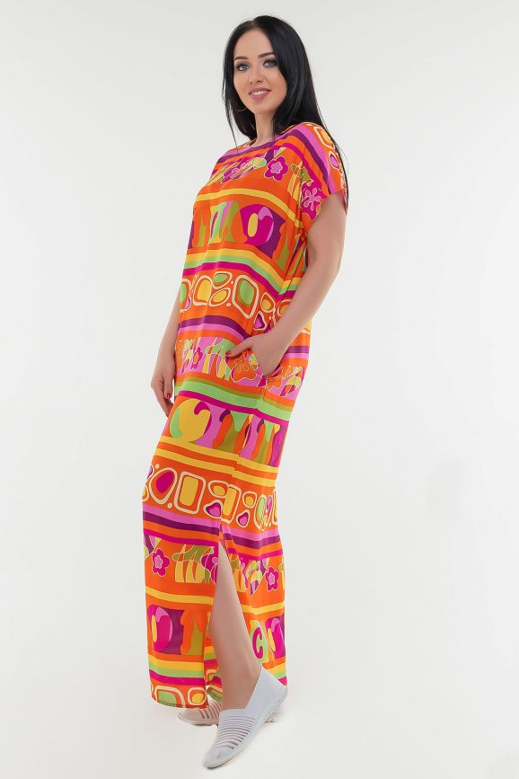 Летнее платье балахон оранжевого цвета it 100|интернет-магазин vvlen.com