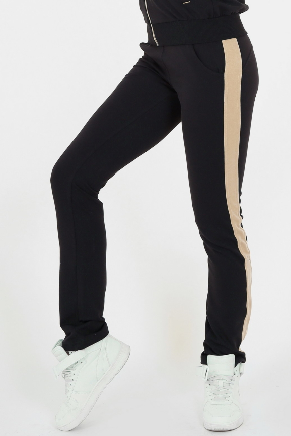 Спортивные штаны черного с бежевым цвета 165|интернет-магазин vvlen.com