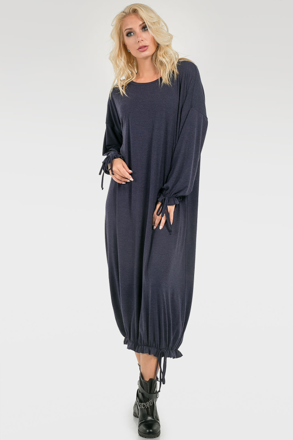 Платье оверсайз темно-синего цвета 2724.17|интернет-магазин vvlen.com