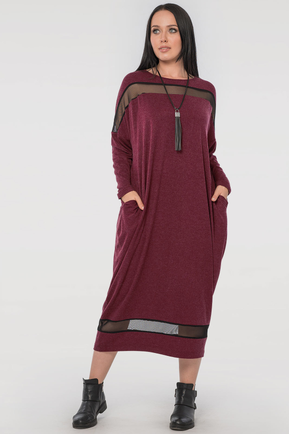 Платье оверсайз бордового цвета 2711.17|интернет-магазин vvlen.com