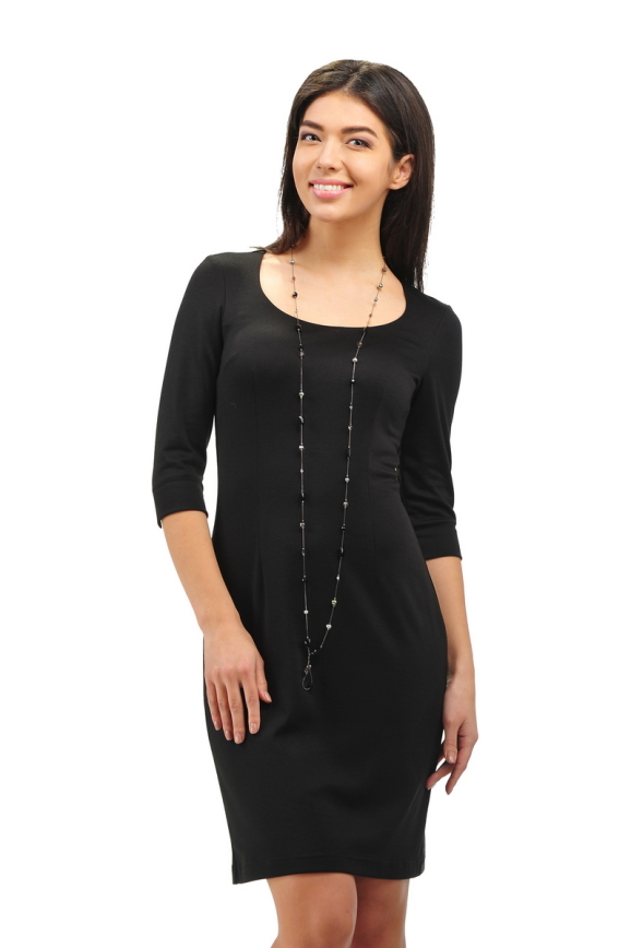 Офисное платье футляр черного цвета 2283.41|интернет-магазин vvlen.com