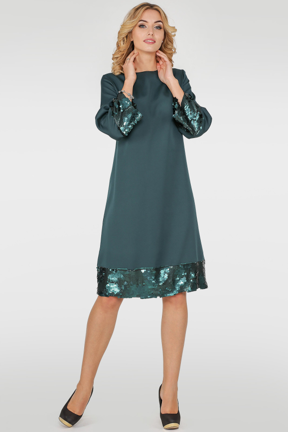 Коктейльное платье трапеция темно-зеленого цвета 415.27|интернет-магазин vvlen.com